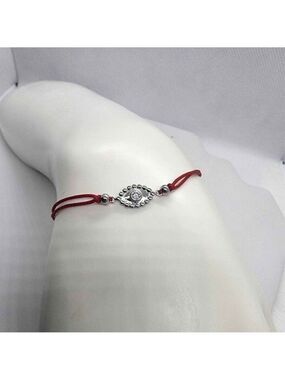 Sterling Silver 925 Evil Eye Design With Red String Bracelet